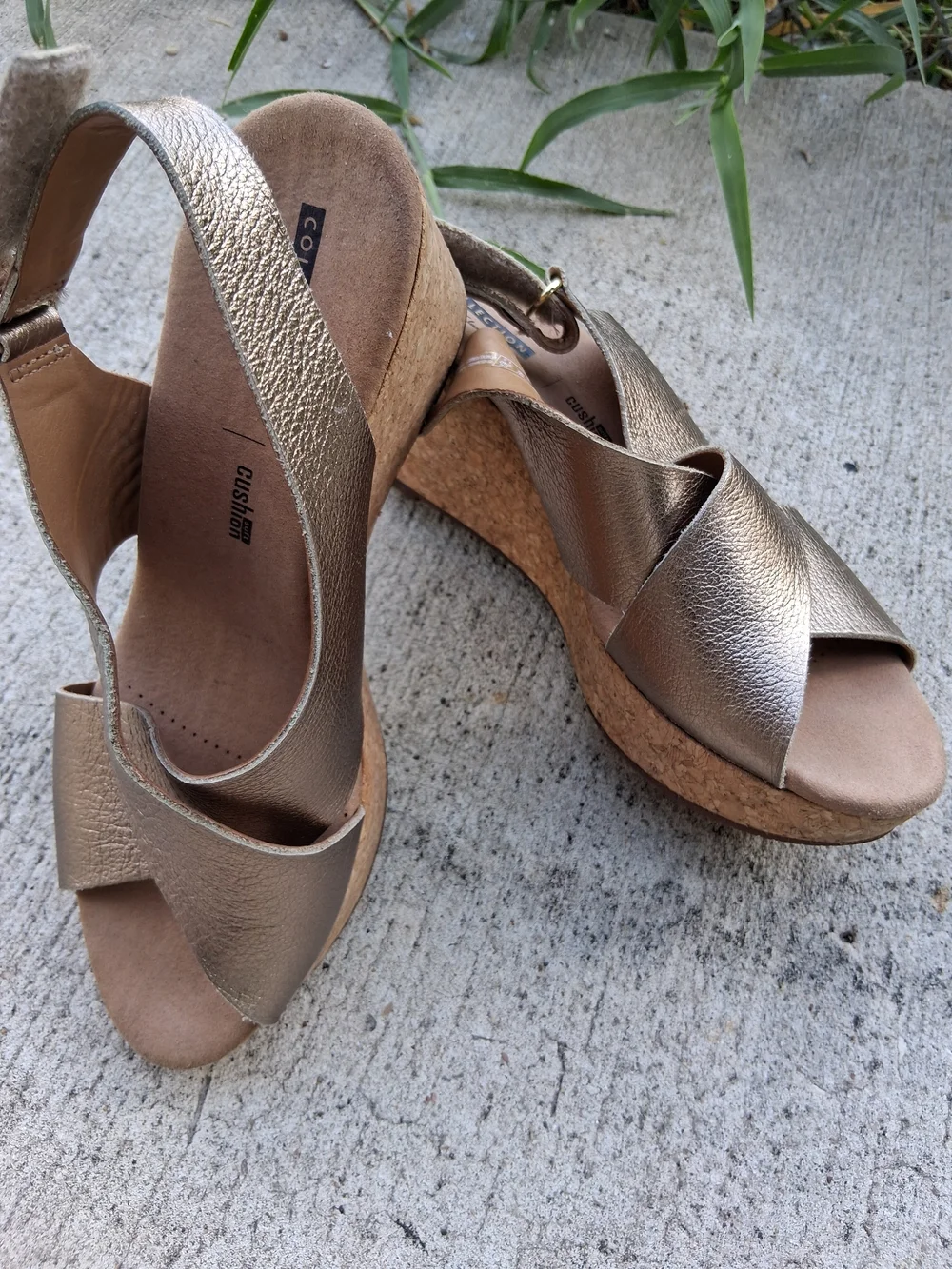 Clarks Metallic Gold Leather Slingback Sandals